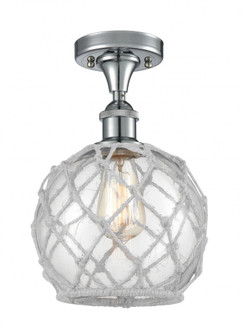 Farmhouse Rope - 1 Light - 8 inch - Polished Chrome - Semi-Flush Mount (3442|516-1C-PC-G122-8RW-LED)