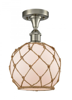 Farmhouse Rope - 1 Light - 8 inch - Brushed Satin Nickel - Semi-Flush Mount (3442|516-1C-SN-G121-8RB-LED)