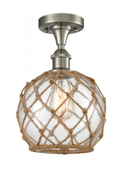Farmhouse Rope - 1 Light - 8 inch - Brushed Satin Nickel - Semi-Flush Mount (3442|516-1C-SN-G122-8RB)