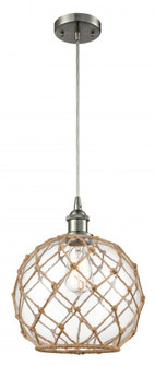 Farmhouse Rope - 1 Light - 10 inch - Brushed Satin Nickel - Cord hung - Mini Pendant (3442|516-1P-SN-G122-10RB-LED)