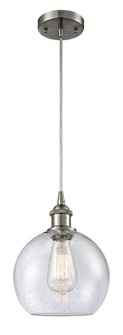 Athens - 1 Light - 8 inch - Brushed Satin Nickel - Cord hung - Mini Pendant (3442|516-1P-SN-G124)