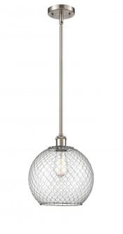 Farmhouse Chicken Wire - 1 Light - 10 inch - Brushed Satin Nickel - Mini Pendant (3442|516-1S-SN-G122-10CSN-LED)