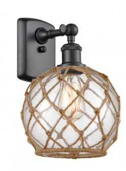 Farmhouse Rope - 1 Light - 8 inch - Matte Black - Sconce (3442|516-1W-BK-G122-8RB-LED)