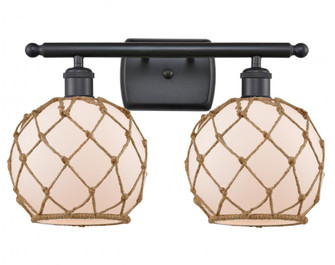 Farmhouse Rope - 2 Light - 18 inch - Matte Black - Bath Vanity Light (3442|516-2W-BK-G121-8RB)