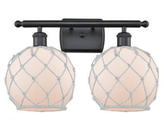 Farmhouse Rope - 2 Light - 18 inch - Matte Black - Bath Vanity Light (3442|516-2W-BK-G121-8RW-LED)