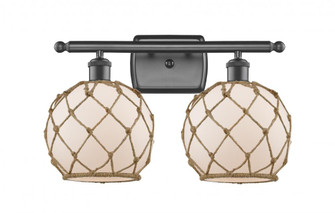 Farmhouse Rope - 2 Light - 18 inch - Oil Rubbed Bronze - Bath Vanity Light (3442|516-2W-OB-G121-8RB-LED)