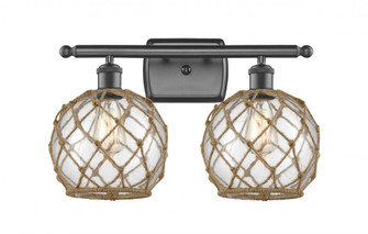 Farmhouse Rope - 2 Light - 18 inch - Oil Rubbed Bronze - Bath Vanity Light (3442|516-2W-OB-G122-8RB-LED)