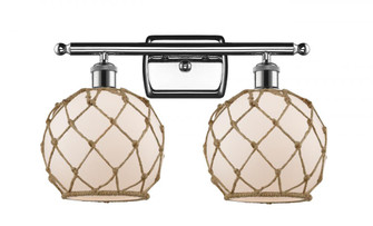 Farmhouse Rope - 2 Light - 18 inch - Polished Chrome - Bath Vanity Light (3442|516-2W-PC-G121-8RB-LED)