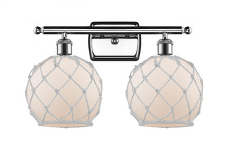 Farmhouse Rope - 2 Light - 18 inch - Polished Chrome - Bath Vanity Light (3442|516-2W-PC-G121-8RW)