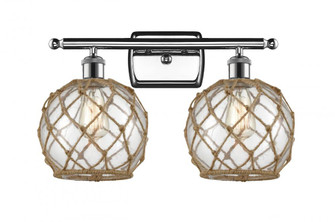 Farmhouse Rope - 2 Light - 18 inch - Polished Chrome - Bath Vanity Light (3442|516-2W-PC-G122-8RB-LED)
