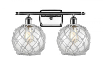 Farmhouse Rope - 2 Light - 18 inch - Polished Chrome - Bath Vanity Light (3442|516-2W-PC-G122-8RW-LED)