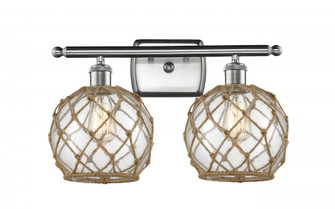 Farmhouse Rope - 2 Light - 18 inch - Brushed Satin Nickel - Bath Vanity Light (3442|516-2W-SN-G122-8RB-LED)