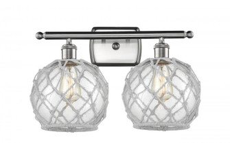 Farmhouse Rope - 2 Light - 18 inch - Brushed Satin Nickel - Bath Vanity Light (3442|516-2W-SN-G122-8RW-LED)