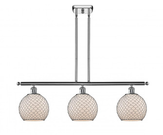 Farmhouse Chicken Wire - 3 Light - 36 inch - Polished Chrome - Cord hung - Island Light (3442|516-3I-PC-G121-8CBK-LED)