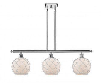 Farmhouse Rope - 3 Light - 36 inch - Polished Chrome - Stem hung - Island Light (3442|516-3I-PC-G121-8RW-LED)