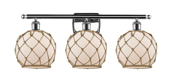 Farmhouse Rope - 3 Light - 28 inch - Polished Chrome - Bath Vanity Light (3442|516-3W-PC-G121-8RB-LED)