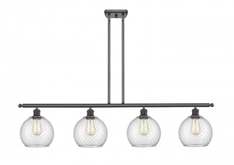 Farmhouse Chicken Wire - 4 Light - 48 inch - Matte Black - Cord hung - Island Light (3442|516-4I-BK-G122-8CBK-LED)