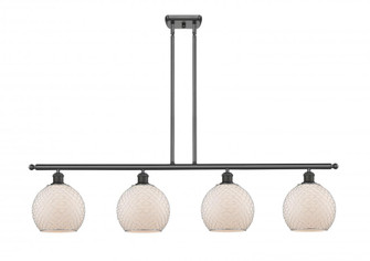 Farmhouse Chicken Wire - 4 Light - 48 inch - Oil Rubbed Bronze - Cord hung - Island Light (3442|516-4I-OB-G121-8CSN)