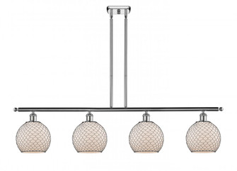 Farmhouse Chicken Wire - 4 Light - 48 inch - Polished Chrome - Cord hung - Island Light (3442|516-4I-PC-G121-8CBK-LED)