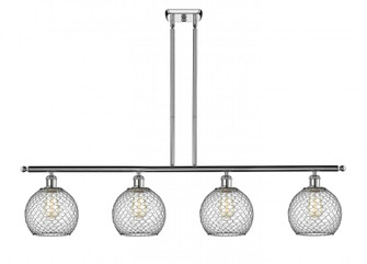 Farmhouse Chicken Wire - 4 Light - 48 inch - Polished Chrome - Cord hung - Island Light (3442|516-4I-PC-G122-8CBK)