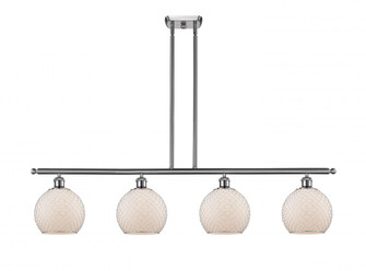 Farmhouse Chicken Wire - 4 Light - 48 inch - Brushed Satin Nickel - Cord hung - Island Light (3442|516-4I-SN-G121-8CSN)