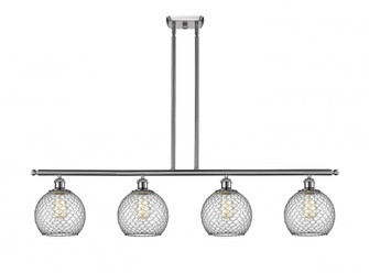 Farmhouse Chicken Wire - 4 Light - 48 inch - Brushed Satin Nickel - Cord hung - Island Light (3442|516-4I-SN-G122-8CBK-LED)