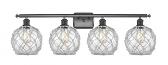Farmhouse Rope - 4 Light - 38 inch - Matte Black - Bath Vanity Light (3442|516-4W-BK-G122-8RW-LED)