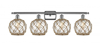 Farmhouse Rope - 4 Light - 38 inch - Polished Chrome - Bath Vanity Light (3442|516-4W-PC-G122-8RB)