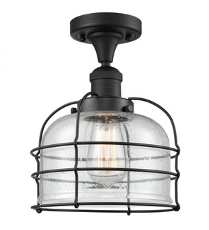 Bell Cage - 1 Light - 8 inch - Matte Black - Semi-Flush Mount (3442|517-1CH-BK-G74-CE-LED)