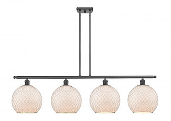 Farmhouse Chicken Wire - 4 Light - 48 inch - Matte Black - Cord hung - Island Light (3442|516-4I-BK-G121-10CSN-LED)