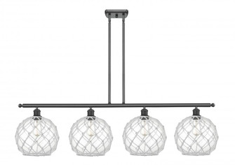 Farmhouse Rope - 4 Light - 48 inch - Matte Black - Stem hung - Island Light (3442|516-4I-BK-G122-10RW-LED)