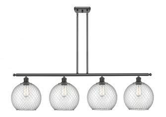 Farmhouse Chicken Wire - 4 Light - 48 inch - Oil Rubbed Bronze - Stem hung - Island Light (3442|516-4I-OB-G122-10CSN-LED)