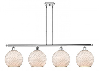 Farmhouse Chicken Wire - 4 Light - 48 inch - Polished Chrome - Stem hung - Island Light (3442|516-4I-PC-G121-10CSN)