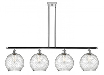 Farmhouse Chicken Wire - 4 Light - 48 inch - Polished Chrome - Stem hung - Island Light (3442|516-4I-PC-G122-10CSN-LED)