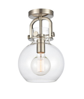 Newton Sphere - 1 Light - 8 inch - Brushed Satin Nickel - Semi-Flush Mount (3442|410-1F-SN-8CL)