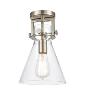 Newton Cone - 1 Light - 8 inch - Brushed Satin Nickel - Semi-Flush Mount (3442|411-1F-SN-8CL)