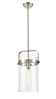 Pilaster - 1 Light - 8 inch Glass - Brushed Satin Nickel - Stem hung - Mini Pendant (3442|413-1S-SN-8CL)