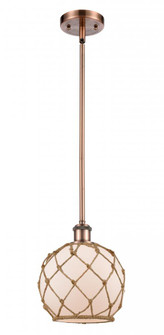 Farmhouse Rope - 1 Light - 8 inch - Antique Copper - Mini Pendant (3442|516-1S-AC-G121-8RB-LED)