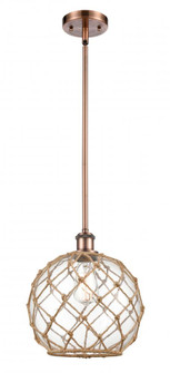 Farmhouse Rope - 1 Light - 10 inch - Antique Copper - Mini Pendant (3442|516-1S-AC-G122-10RB-LED)