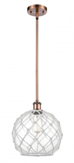 Farmhouse Rope - 1 Light - 10 inch - Antique Copper - Mini Pendant (3442|516-1S-AC-G122-10RW-LED)