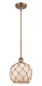 Farmhouse Rope - 1 Light - 8 inch - Brushed Brass - Mini Pendant (3442|516-1S-BB-G121-8RB)