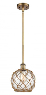 Farmhouse Rope - 1 Light - 8 inch - Brushed Brass - Mini Pendant (3442|516-1S-BB-G122-8RB)