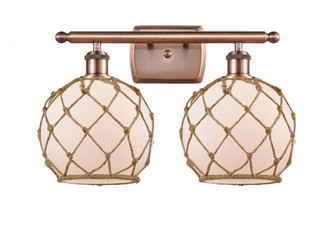 Farmhouse Rope - 2 Light - 18 inch - Antique Copper - Bath Vanity Light (3442|516-2W-AC-G121-8RB)