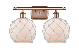 Farmhouse Rope - 2 Light - 18 inch - Antique Copper - Bath Vanity Light (3442|516-2W-AC-G121-8RW)
