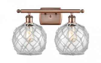 Farmhouse Rope - 2 Light - 18 inch - Antique Copper - Bath Vanity Light (3442|516-2W-AC-G122-8RW-LED)