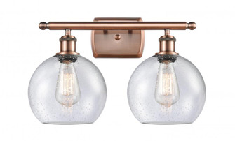 Athens - 2 Light - 18 inch - Antique Copper - Bath Vanity Light (3442|516-2W-AC-G124-LED)