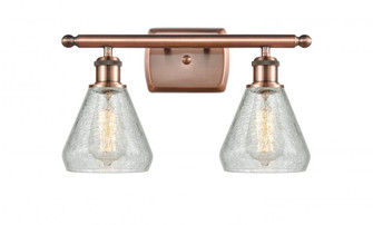 Conesus - 2 Light - 16 inch - Antique Copper - Bath Vanity Light (3442|516-2W-AC-G275-LED)