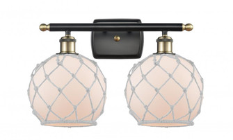 Farmhouse Rope - 2 Light - 18 inch - Black Antique Brass - Bath Vanity Light (3442|516-2W-BAB-G121-8RW-LED)