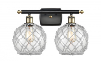 Farmhouse Rope - 2 Light - 18 inch - Black Antique Brass - Bath Vanity Light (3442|516-2W-BAB-G122-8RW)