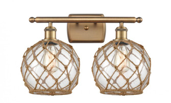 Farmhouse Rope - 2 Light - 18 inch - Brushed Brass - Bath Vanity Light (3442|516-2W-BB-G122-8RB-LED)